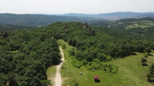 Aerial View Ancient Thracian Sanctuary Skumsale Town Strelcha Pazardzhik Region — Stock Video