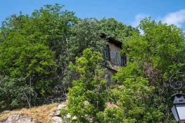 Typical street and houses at The old town of city of Plovdiv, Bulgaria