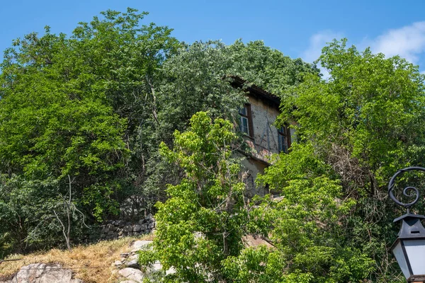 Typical street and houses at The old town of city of Plovdiv, Bulgaria