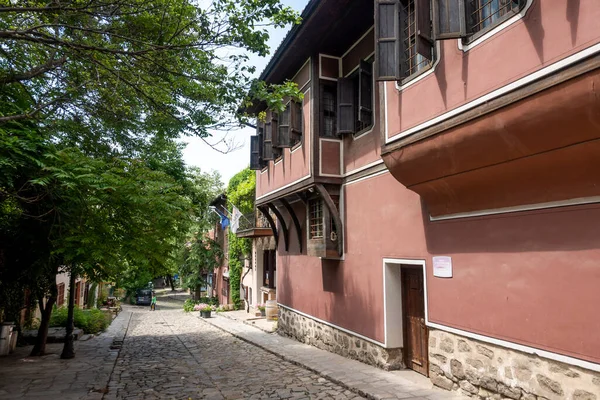 Typical Street Houses Old Town City Plovdiv Bulgaria — 스톡 사진