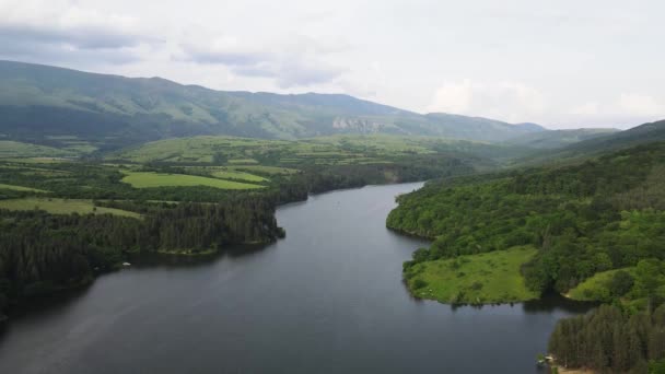 Letecký Jarní Pohled Dushantsi Reservoir Sredna Gora Mountain Sofia Region — Stock video