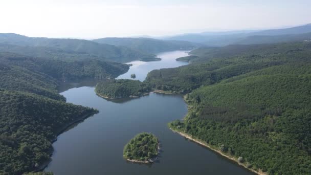 Aerial Spring View Topolnitsa Reservoir Góra Sredna Góra Bułgaria — Wideo stockowe
