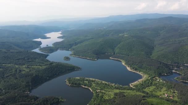 Aerial Spring View Topolnitsa Reservoir Sredna Gora Mountain Bulgaria — Stock Video