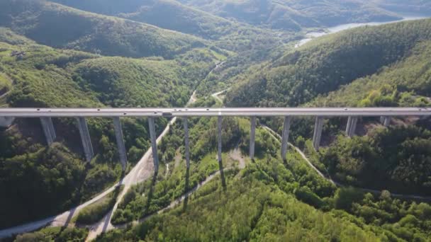 Luftaufnahme Des Vitinya Passes Und Der Autobahn Hemus Gebiet Sofia — Stockvideo