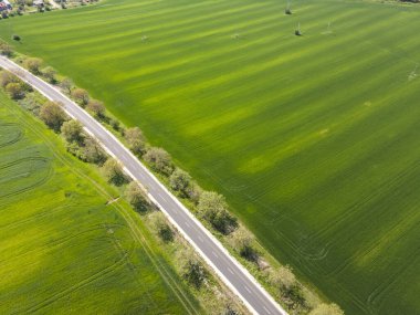 Bulgaristan 'ın Filibe Bölgesi' nin Asenovgrad kenti yakınlarındaki Yukarı Trakya Ovası 'nın hava manzarası