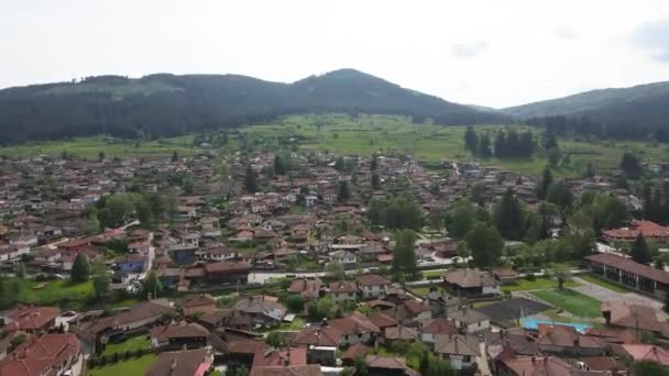 Aerial Spring View Historical Town Koprivshtitsa Sofia Region Bulgaria — Stock Video