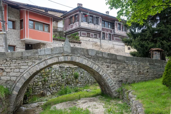 stock image Typical Street and old houses in historical town of Koprivshtitsa, Sofia Region, Bulgaria