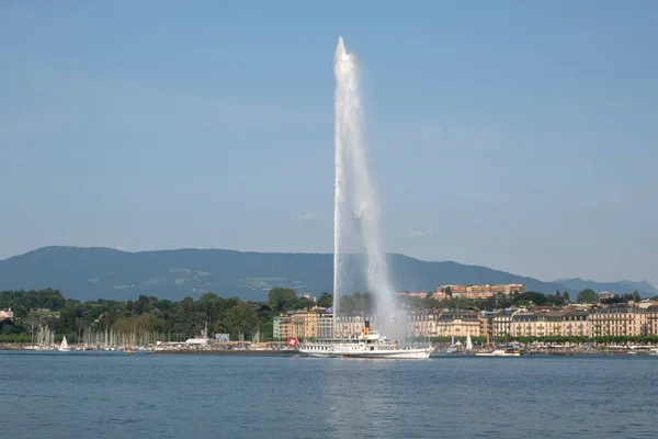 stock image GENEVA, SWITZERLAND - JUNE 17, 2023: Amazing Panoramic view of Embankment of city of Geneva, Switzerland