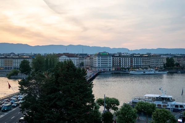 Женева Швейцария Июня 2023 Удивительный Вид Набережную Женевы Швейцария — стоковое фото