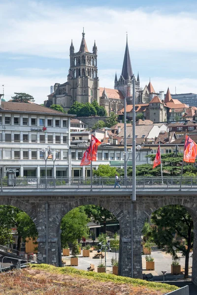 Lausanne Svizzera Giugno 2023 Tipico Edificio Strada Nella Città Losanna — Foto Stock