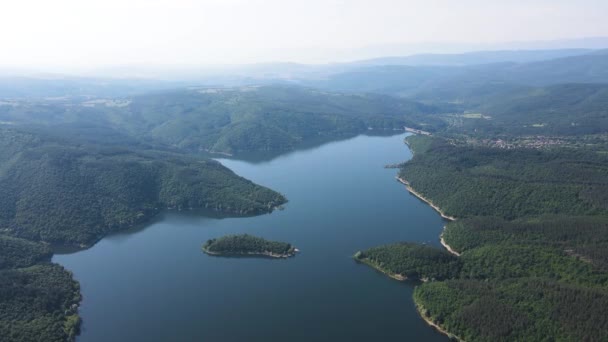 Αεροφωτογραφία Άνοιξη Του Topolnitsa Reservoir Sredna Gora Mountain Βουλγαρία — Αρχείο Βίντεο
