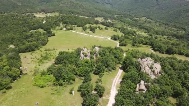 Αεροφωτογραφία Του Αρχαίου Θρακικού Ιερού Skumsale Κοντά Στην Πόλη Strelcha — Αρχείο Βίντεο