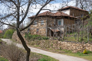 Bulgaristan 'ın Blagoevgrad Bölgesi, Ograzhden Dağı' ndaki Dolene Köyü Panoraması