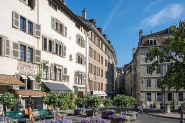 GENEVA, SWitzERLAND - 18 Haziran 2023: İsviçre 'nin Cenevre kentinin Panorama' sı