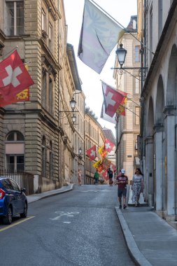 GENEVA, SWitzERLAND - 18 Haziran 2023: İsviçre 'nin Cenevre kentinin Panorama' sı