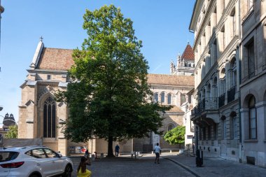 GENEVA, SWitzERLAND - 18 Haziran 2023: İsviçre 'nin Cenevre kentinin Panorama' sı