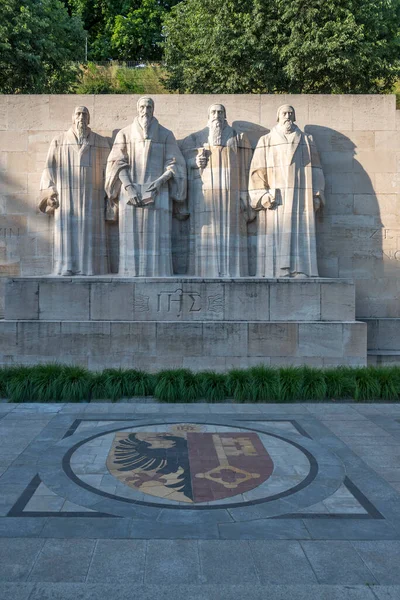 Geneva Switzerland Czerwca 2023 Zachód Słońca Widok Muru Reformacyjnego Pomnik — Zdjęcie stockowe