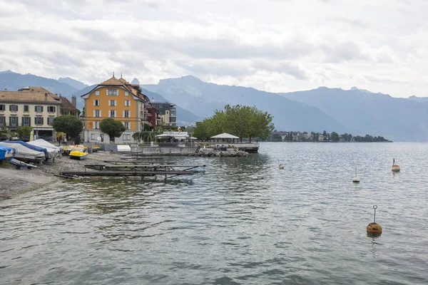Vevey Switzerland June 2023 Summer Landscape Town Vevey Lake Geneva — стокове фото