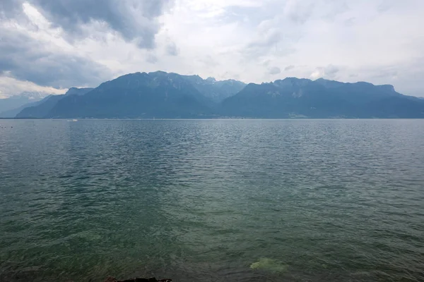 Vevey Suiza Junio 2023 Paisaje Verano Ciudad Vevey Lago Lemán — Foto de Stock