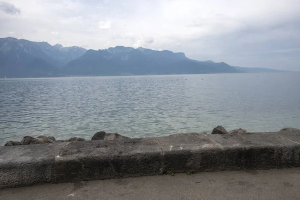 Vevey Szwajcaria Czerwca 2023 Letni Pejzaż Miasta Vevey Jeziora Genewa — Zdjęcie stockowe