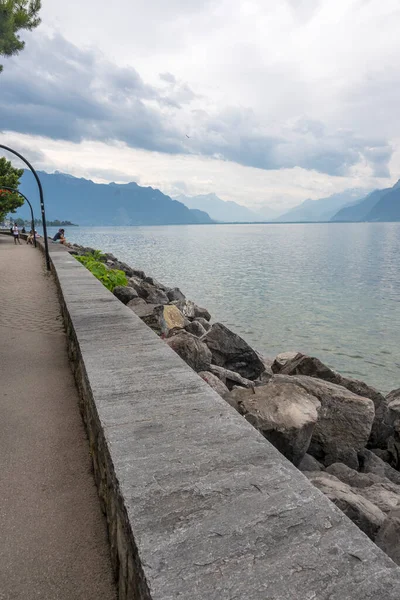 Vevey Switzerland Junho 2023 Paisagem Verão Cidade Vevey Lago Genebra — Fotografia de Stock