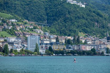 MONTREUX, SWitzERLAND - 19 Haziran 2023: Montreux, Vaud Kantonu, İsviçre Yaz Panoraması