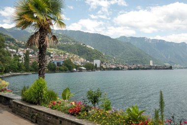 MONTREUX, SWitzERLAND - 19 Haziran 2023: Montreux, Vaud Kantonu, İsviçre Yaz Panoraması