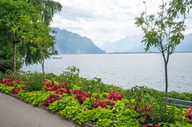 MONTREUX, SWitzERLAND - 19 Haziran 2023: Montreux, Vaud Kantonu, İsviçre Yaz Panoraması