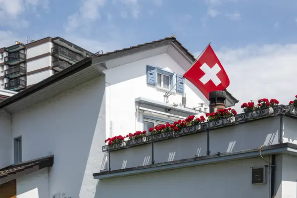 stock image MONTREUX, SWITZERLAND - JUNE 19, 2023: Summer Panorama of town of Montreux, Canton of Vaud, Switzerland