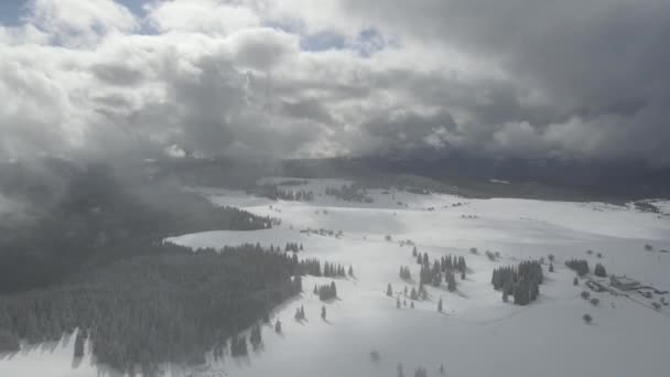 Amazing Aerial Winter View Rila Mountain Belmeken Dam Bulgaria — Wideo stockowe