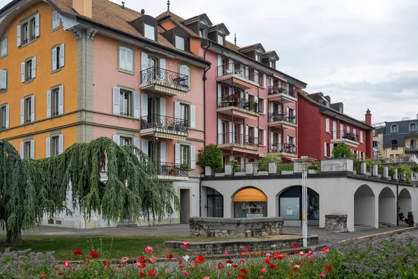 Vevey Svizzera Giugno 2023 Estate Panorama Embankment Della Città Vevey — Foto Stock