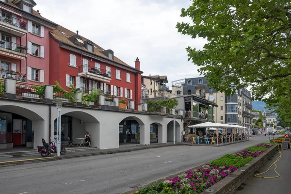 Vevey Suiza Junio 2023 Panorama Verano Embankment Ciudad Vevey Cantón — Foto de Stock