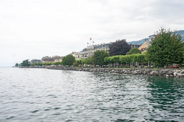 Vevey Switzerland Июня 2023 Года Летняя Панорама Набережной Города Веве — стоковое фото