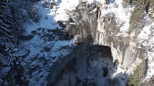 Aerial Winter View Natural Arches Known Wonderful Bridges Rhodope Mountains — Vídeo de stock