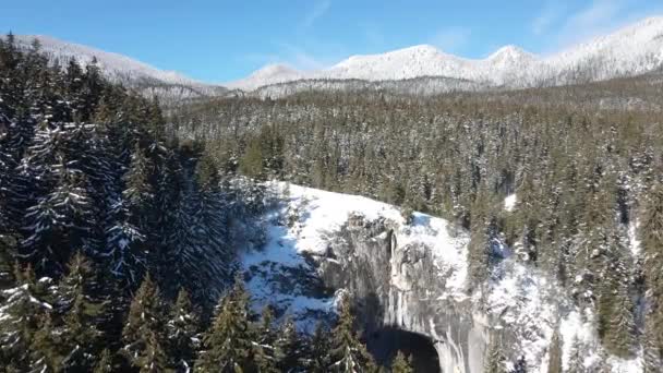 Aerial Winter View Natural Arches Known Wonderful Bridges Rhodope Mountains — Video