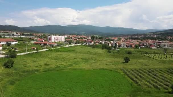 Flygfoto Spring Syn Historiska Staden Strelcha Pazardzhik Region Bulgarien — Stockvideo