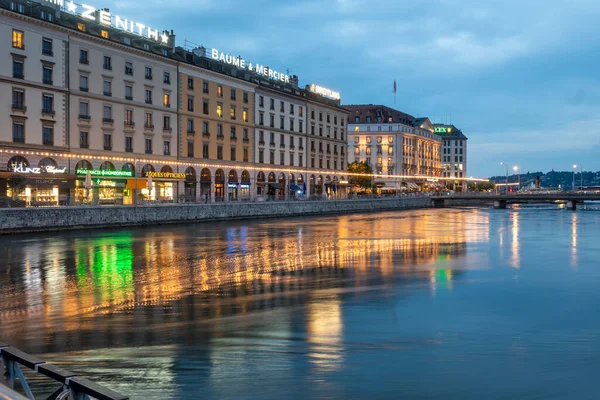 Geneva Switzerland Juni 2023 Fantastisk Utsikt Över Floden Rhône Och — Stockfoto