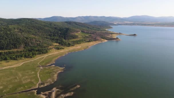 Bulgaristan Sliven Bölgesindeki Zhrebchevo Barajı Nın Hava Günbatımı Manzarası — Stok video
