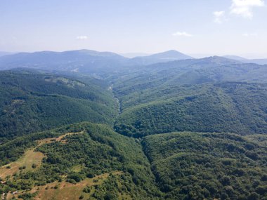 Bulgaristan 'ın Pernik Bölgesi, Kamenititsa zirvesi yakınlarındaki Erul Dağı' nın İnanılmaz Yaz Manzarası