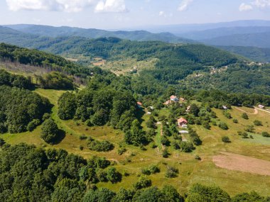 Bulgaristan 'ın Pernik Bölgesi, Kamenititsa zirvesi yakınlarındaki Erul Dağı' nın İnanılmaz Yaz Manzarası