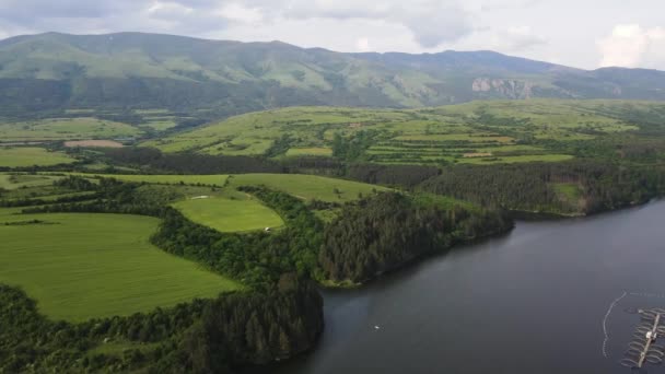 Aerial Spring View Dushantsi Reservoir Sredna Gora Mountain Sofia Region — Stock Video