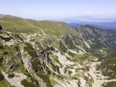 Aerial summer view of Rila Mountain near Malyovitsa peak, Bulgaria
