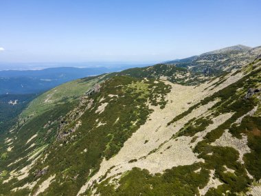 Aerial summer view of Rila Mountain near Malyovitsa peak, Bulgaria