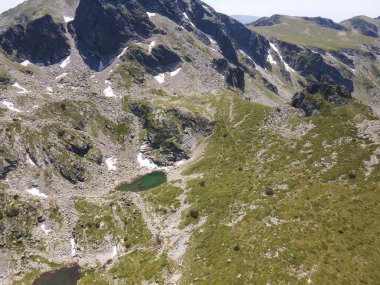Aerial summer view of Rila Mountain near Malyovitsa peak, Bulgaria