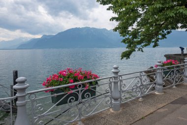 Vevey şehrinden Cenevre Gölü 'ne, Vaud Kantonu, İsviçre