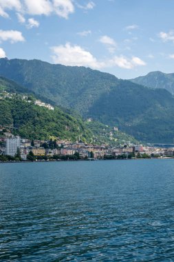 Montreux kasabası Embankment Panoraması, Vaud Kantonu, İsviçre