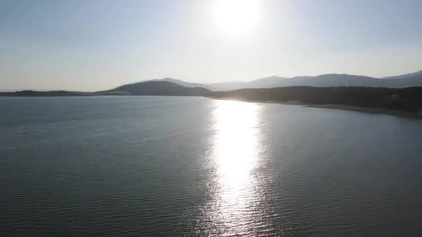 Vue Aérienne Coucher Soleil Réservoir Zhrebchevo Région Sliven Bulgarie — Video