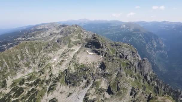 Aerial Summer View Rila Mountain Malyovitsa Peak Bulgaria — Stockvideo