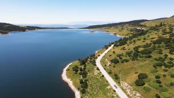 Αεροφωτογραφία Καλοκαίρι Του Φράγματος Belmeken Ρίλα Βουνό Βουλγαρία — Αρχείο Βίντεο
