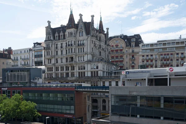 Lausanne Suiza Junio 2023 Edificio Típico Calle Ciudad Lausana Cantón —  Fotos de Stock